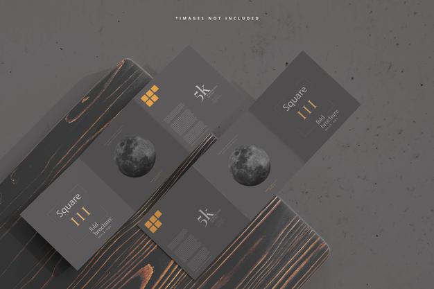 Square Tri Fold Brochure Mockup Psd
