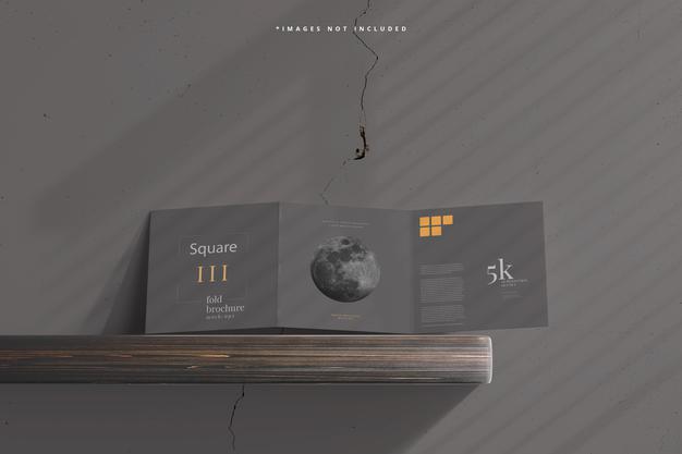 Square Tri Fold Brochure Mockup Psd