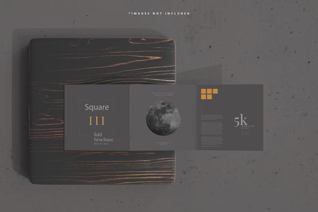 Square Tri Fold Brochure Mockup Psd
