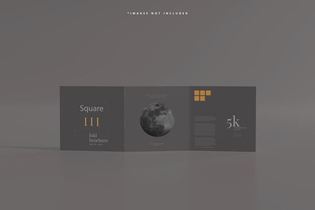 Square Tri Fold Brochure Mockup Psd