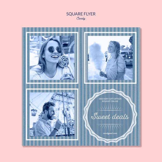 Squared Flyer For Candy Shop With Female Holding A Lollipop Psd