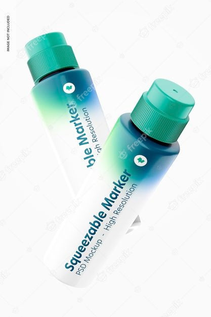 Squeezable Markers Mockup, Floating Psd