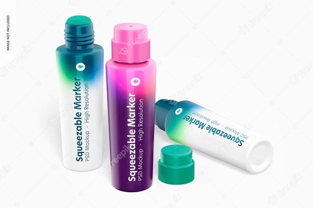 Squeezable Markers Mockup Psd