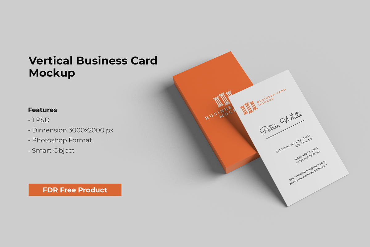 Stack Vertical Business Card Mockup