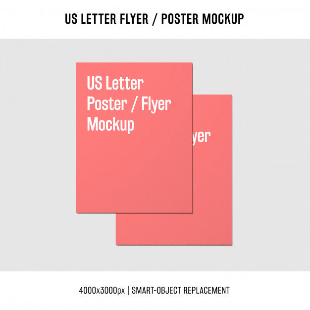 Stacked Us Letter Flyer Or Poster Mockup Psd