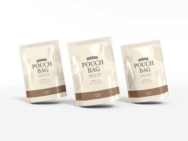 Stand Up Glossy Foil Pouch Bag Mockup Psd