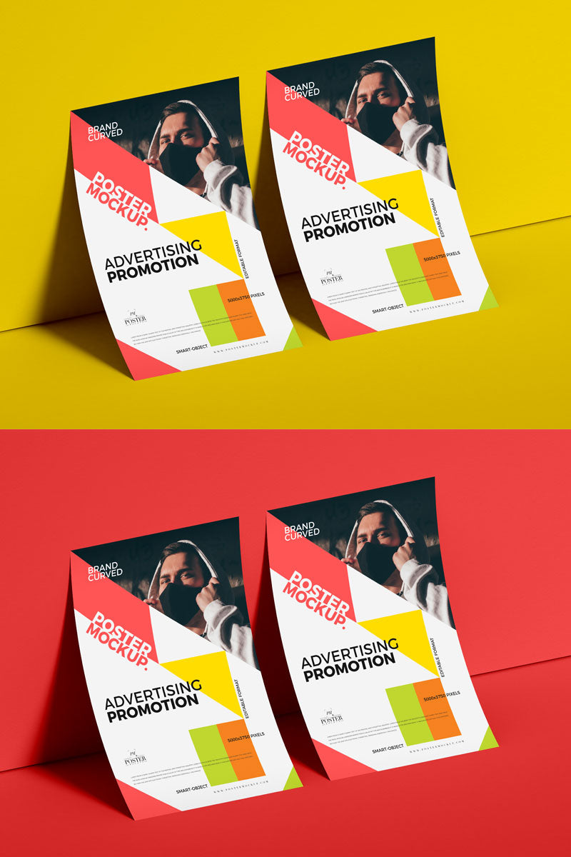 Standing Curved Poster Mockup