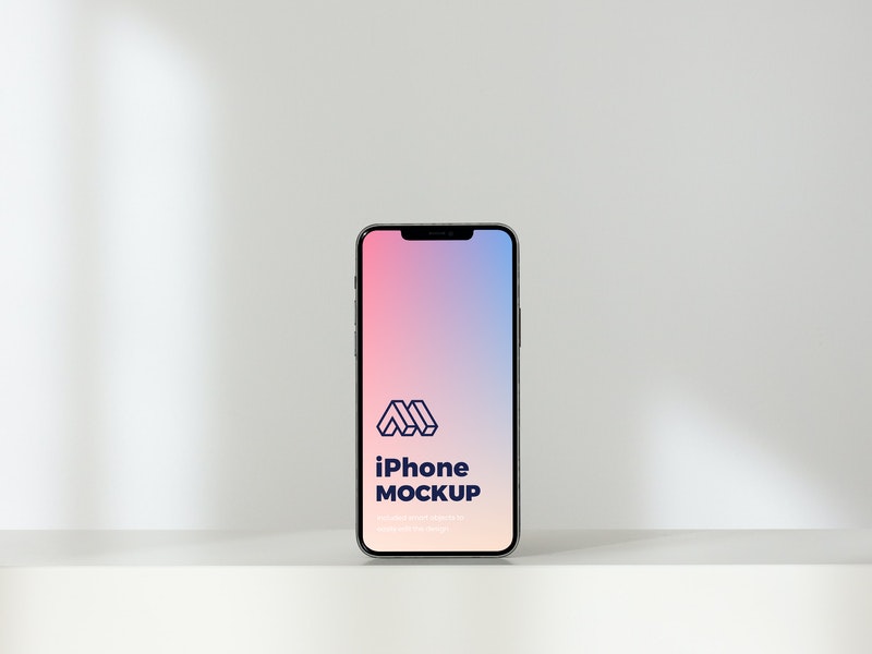 Standing Iphone Psd Mockup