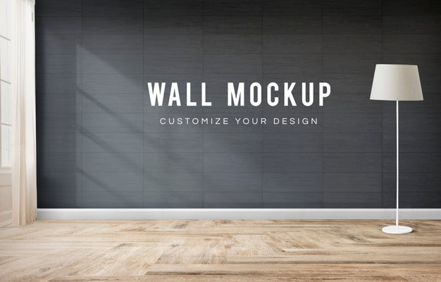 Standing Lamp In A Gray Room Psd