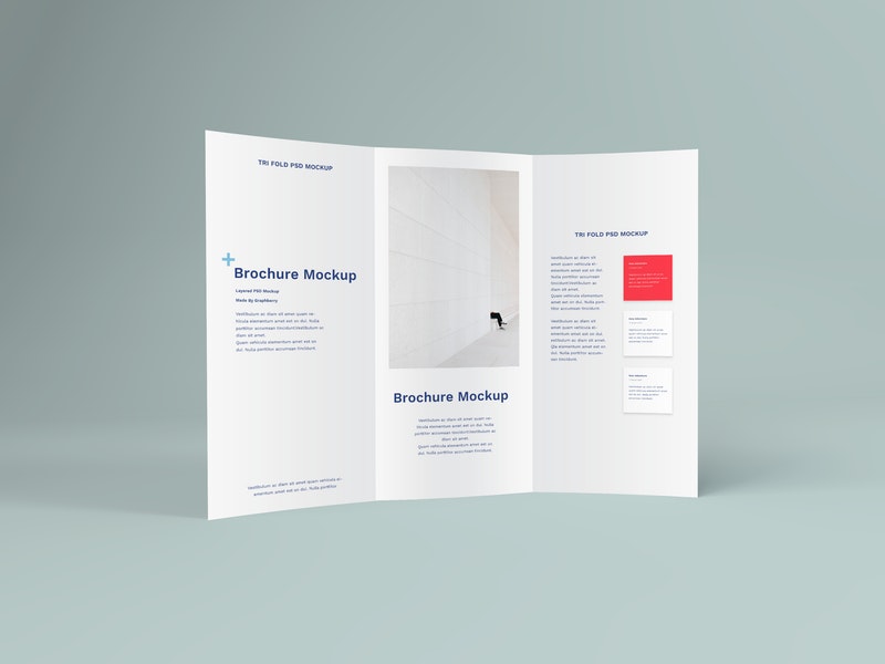 Standing Tri Fold Brochure Psd Mockup