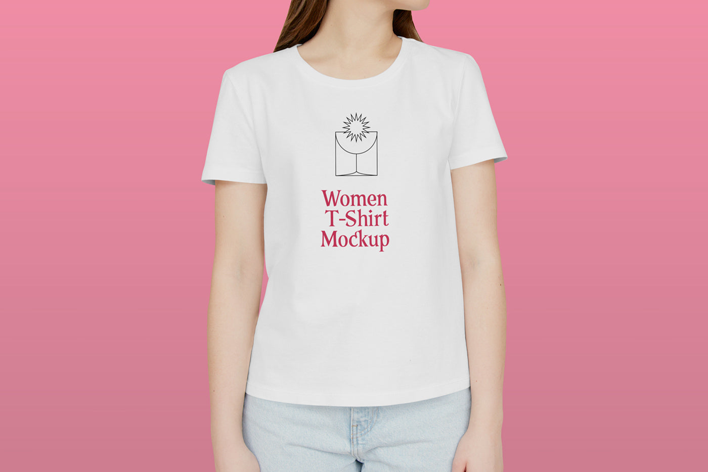 Standing Woman With T-Shirt Mockup