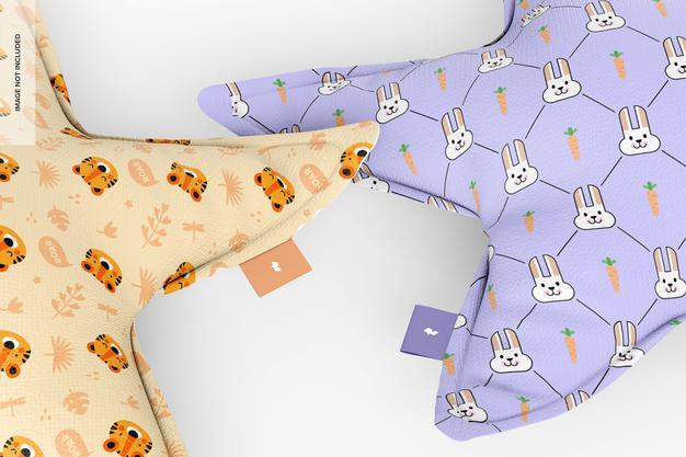 Star Pillows Mockup, Close-Up Psd