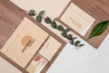 Stationery And Wood Arrangement Top View Psd