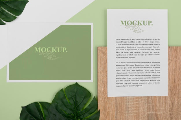 Stationery Arrangement With Plant Above View Psd