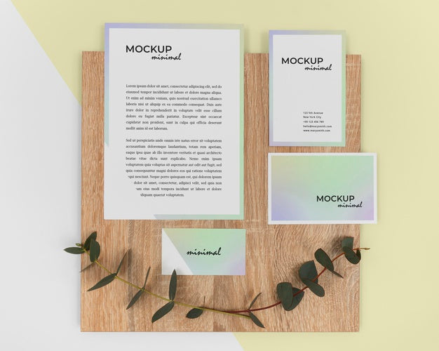 Stationery Arrangement With Plant Psd