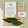 Stationery Arrangement With Plant Top View Psd