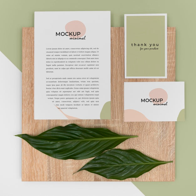 Stationery Arrangement With Plant Top View Psd