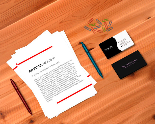 Stationery Concept With A4 Flyer Mockup Psd