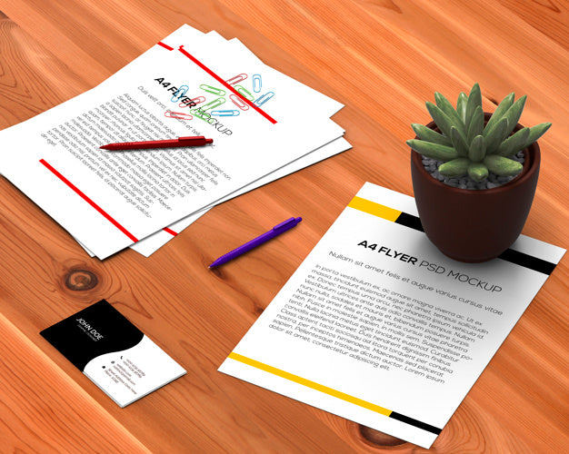 Stationery Concept With A4 Flyer Mockup Psd