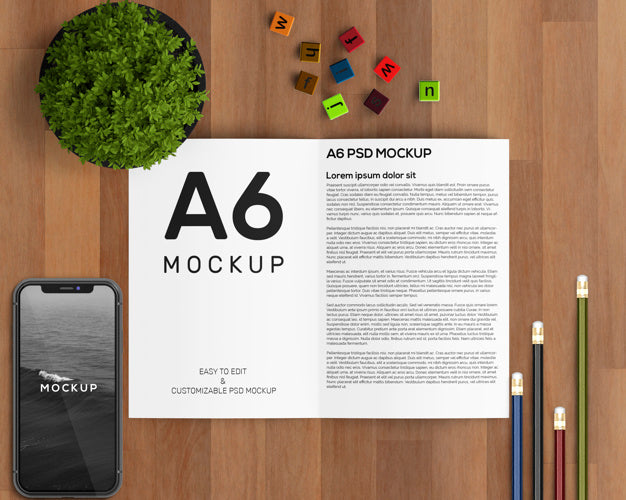 Stationery Concept With A6 Brochure Mockup Psd
