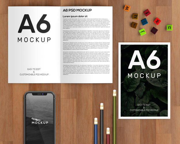 Stationery Concept With A6 Brochure Mockup Psd