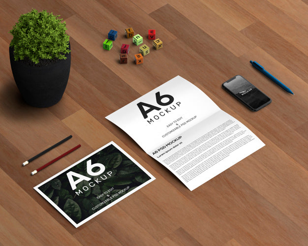 Stationery Concept With A6 Brochure Mockup Psd