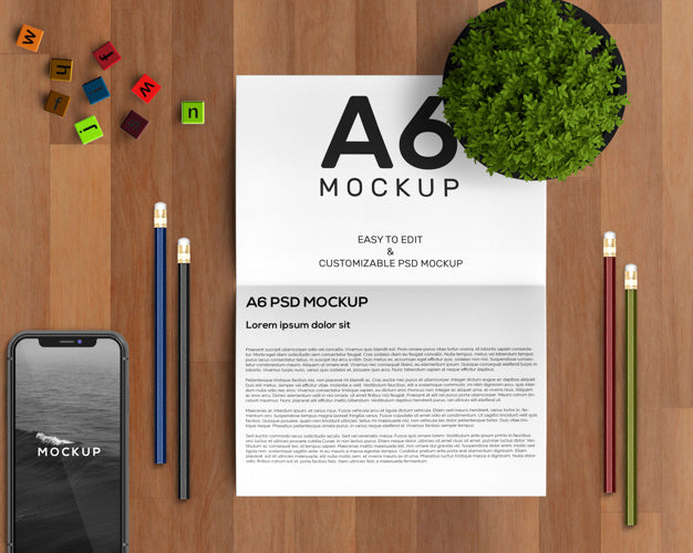 Stationery Concept With A6 Brochure Mockup Psd