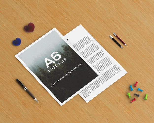 Stationery Concept With A6 Brochure Mockup Psd