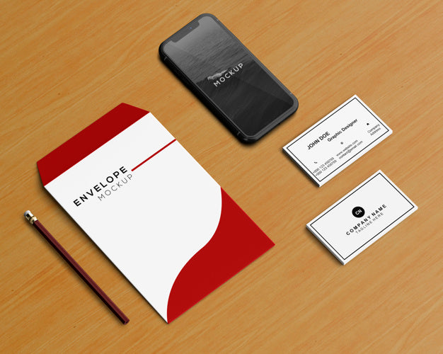 Stationery Concept With Envelope And Smartphone Mockup Psd