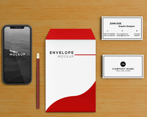 Stationery Concept With Envelope And Smartphone Mockup Psd