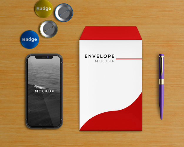 Stationery Concept With Envelope And Smartphone Mockup Psd