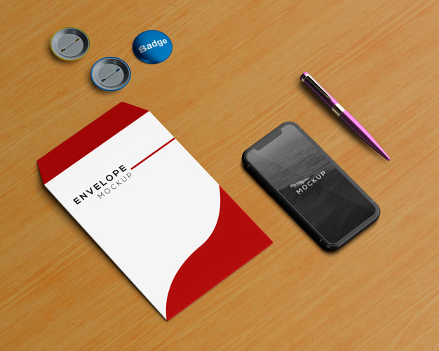 Stationery Concept With Envelope And Smartphone Mockup Psd