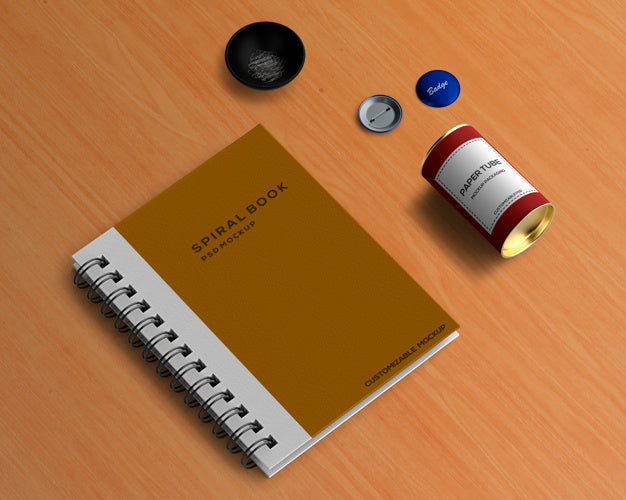 Stationery Concept With Spiral Book Mockup Psd