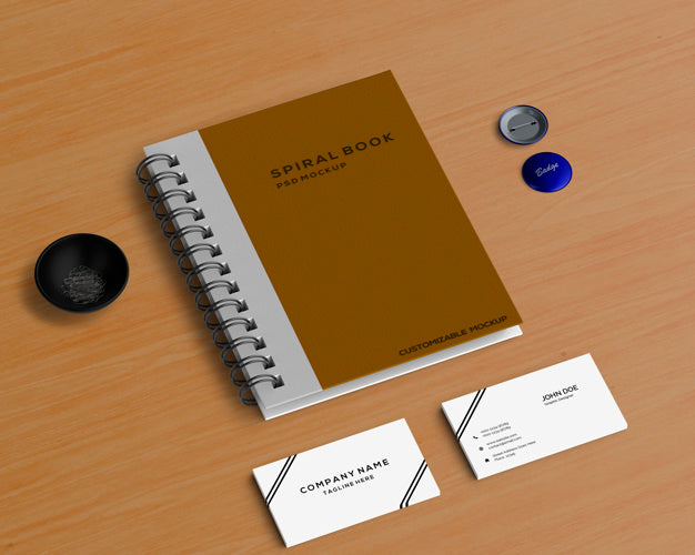 Stationery Concept With Spiral Book Mockup Psd