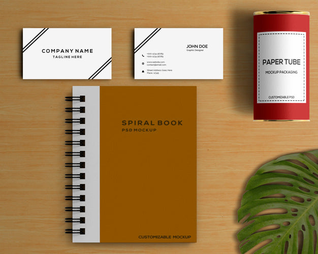 Stationery Concept With Spiral Book Mockup Psd