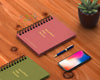 Stationery Concept With Spiral Book Mockup Psd