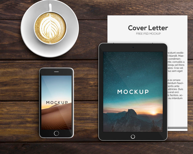 Stationery Concept With Tablet And Smartphone Mockup Psd