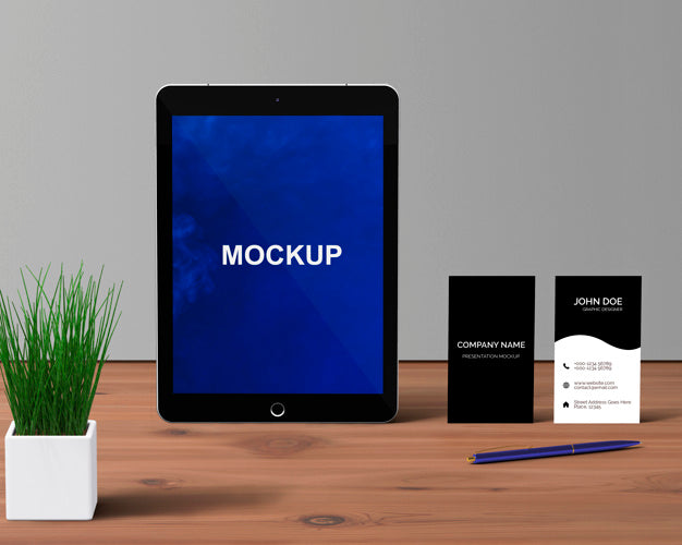 Stationery Concept With Tablet Mockup Psd