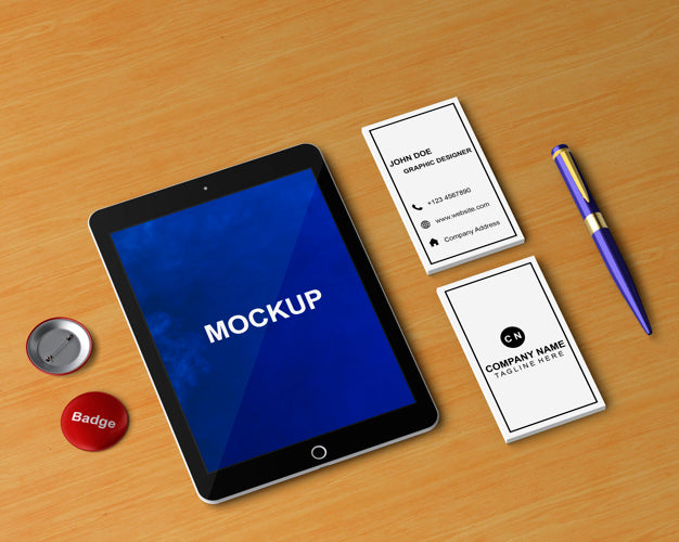 Stationery Concept With Tablet Mockup Psd