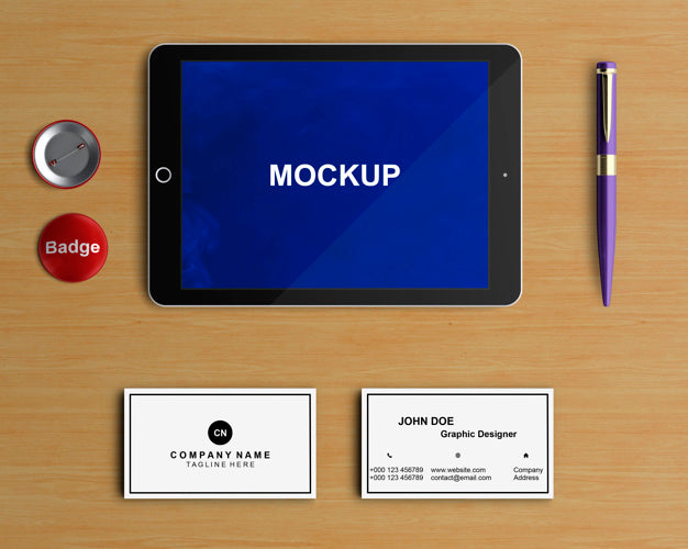 Stationery Concept With Tablet Mockup Psd