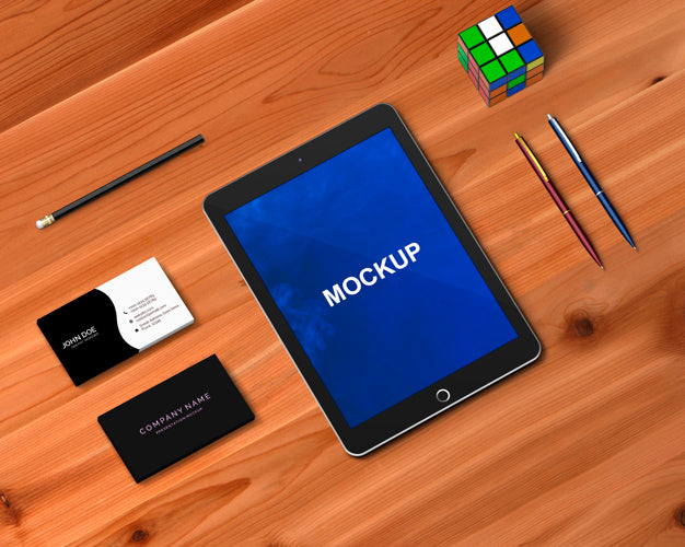Stationery Concept With Tablet Mockup Psd