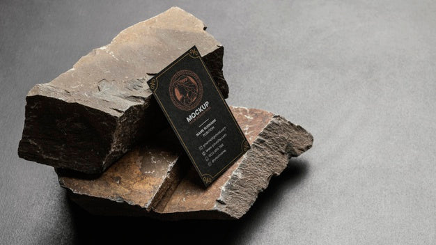 Stationery Mock-Up With Dark Rugged Rock Psd