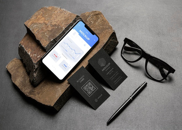 Stationery Mock-Up With Dark Rugged Rock Psd