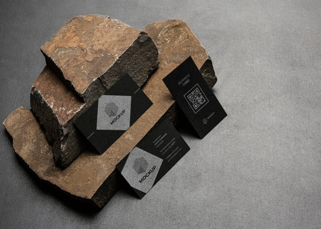 Stationery Mock-Up With Dark Rugged Rock Psd