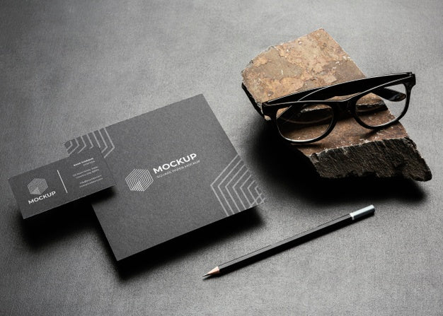 Stationery Mock-Up With Dark Rugged Rock Psd