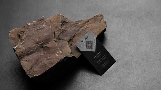 Stationery Mock-Up With Dark Rugged Rock Psd