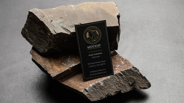 Stationery Mock-Up With Dark Rugged Rock Psd