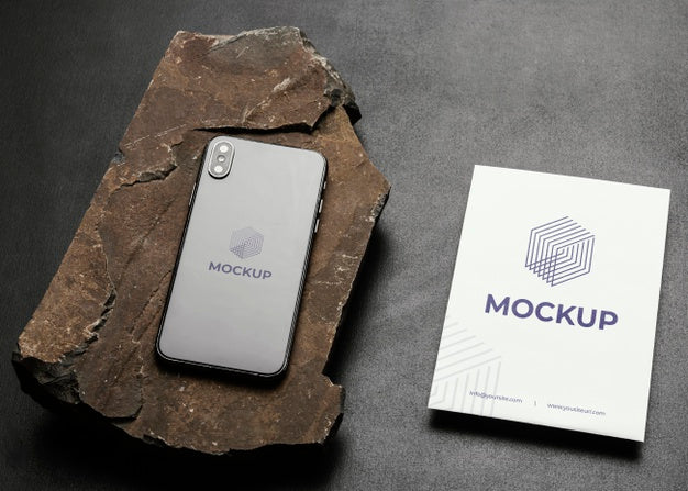 Stationery Mock-Up With Dark Rugged Rock Psd
