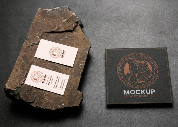 Stationery Mock-Up With Dark Rugged Rock Psd