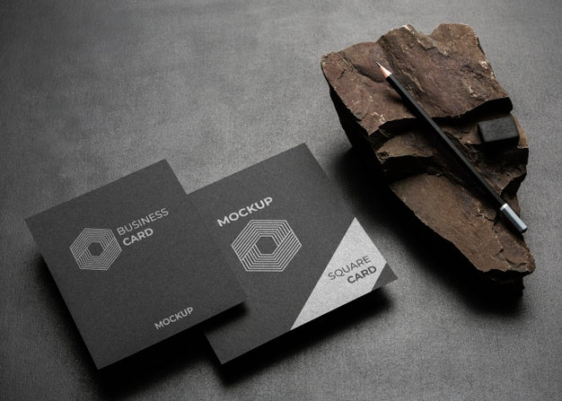 Stationery Mock-Up With Dark Rugged Rock Psd